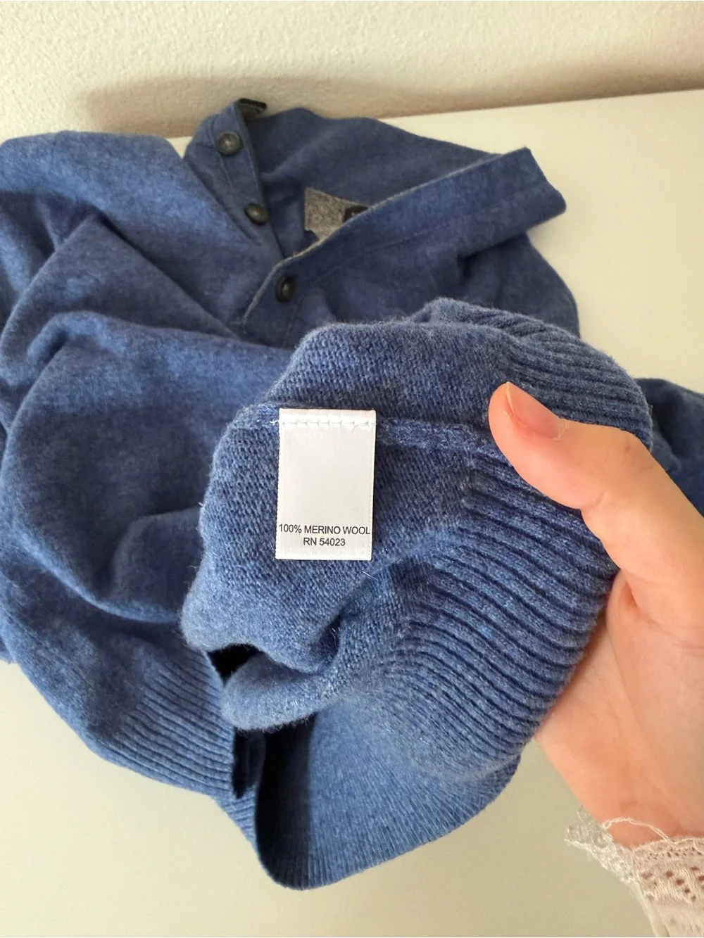 Banana Republic | 100% Merino Wool | Men's Heather Blue Zip-Button Sweater